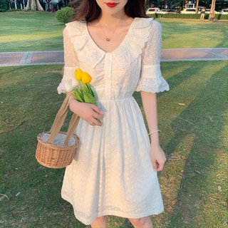 Đầm Ren Cổ Chữ V Thời Trang Đáng Yêu Cho Nữ