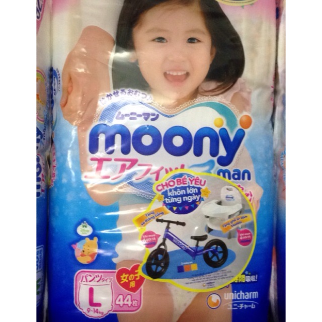 Bỉm quần MOONY sai L 44 miếng (9-14kg)