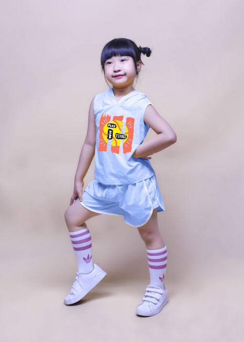 Đồ bộ cotton thun năng động có nón cho bé màu xanh da trời Jadiny
