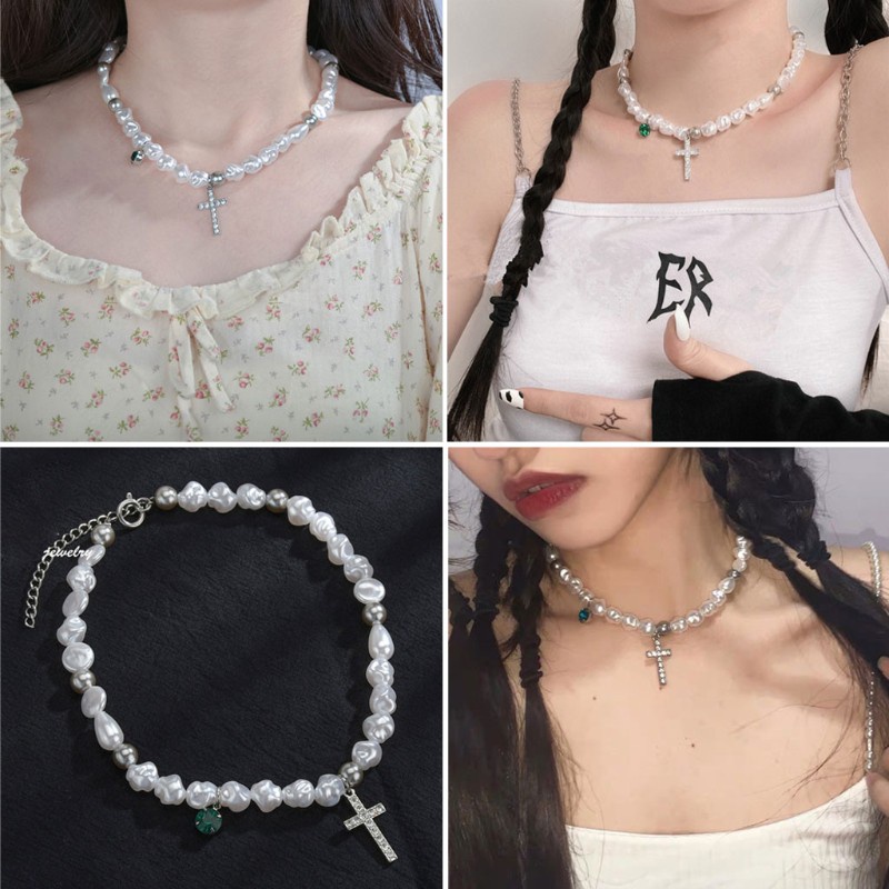 Vòng cổ mặt thánh giá đính đá phong cách thời trang cho nữ