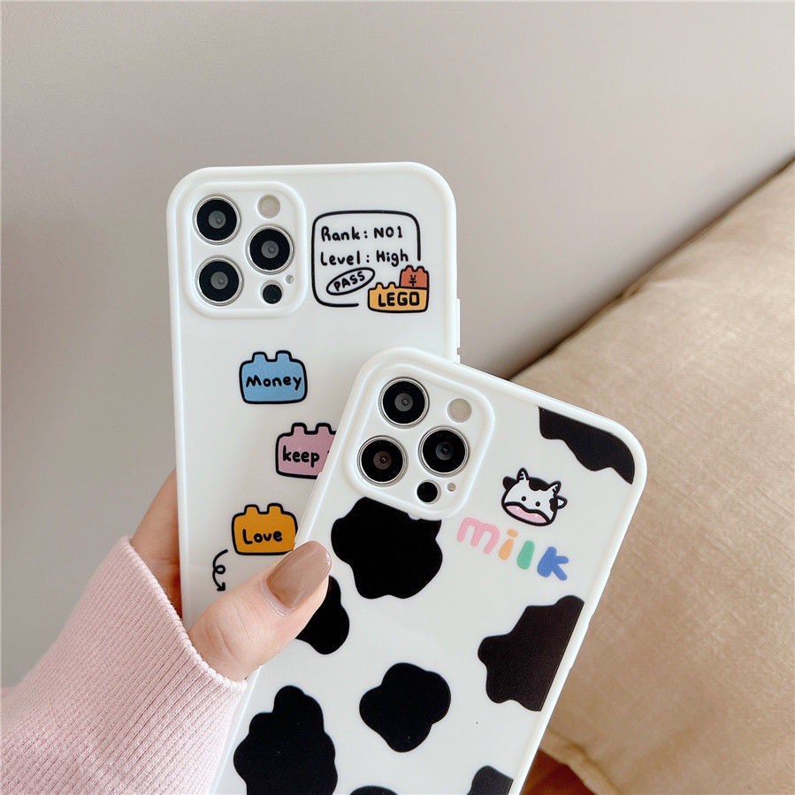 Ốp Điện Thoại Silicone Mềm Họa Tiết Bò Sữa Cho IPhone 7 8Plus SE X XS XR XSMAX 11 11pro 11promax 12 12promax