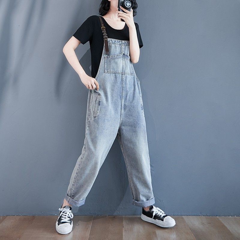 [ORDER] Quần yếm jean dáng rộng dây da (size M-XXL fit đến 80kg) - Có ảnh thật | BigBuy360 - bigbuy360.vn