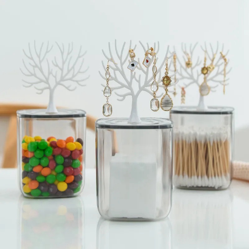 Hộp Đựng Tăm Bông / Bông Tẩy Trang Để Bàn Trong Suốt Sáng Tạo