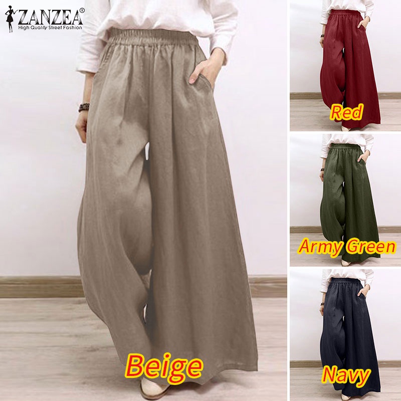 Quần dài ZANZEA ống rộng thời trang dành cho nữ