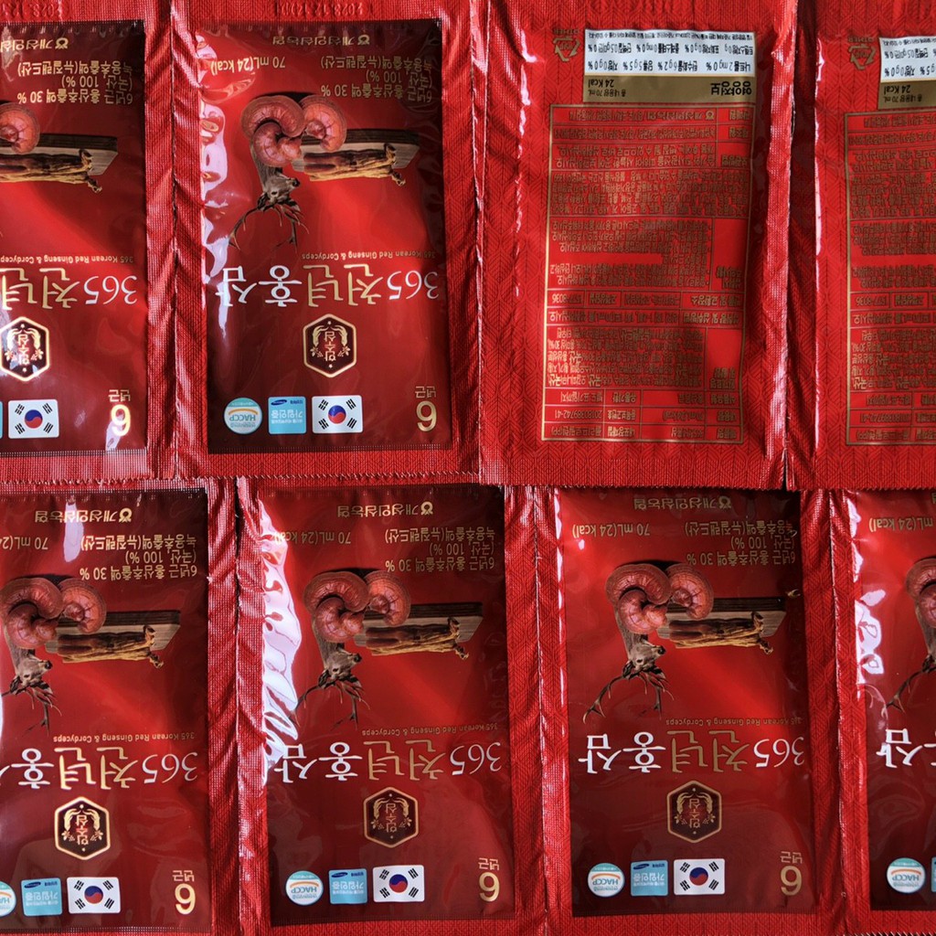 NƯỚC HỒNG SÂM NHUNG HƯƠU LINH CHI 365 HÀN QUỐC 20 GÓI x 70ML, NÂNG CAO SỨC ĐỀ KHÁNG, OCCAR