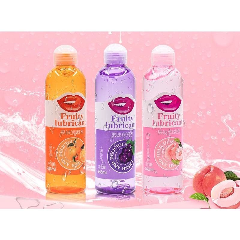 Gel bôi trơn nuốt được Fruity Lubricant vị Cam Đào Nho massage Body Oral chai 245ml