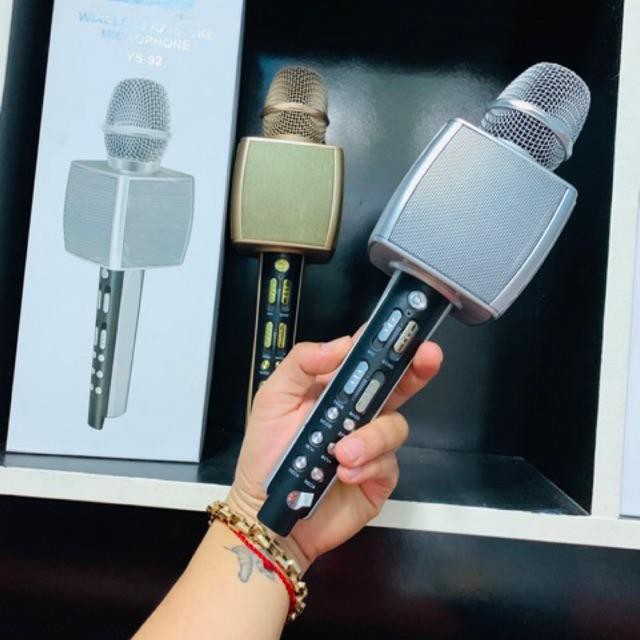 [GIÁ SỐC] MIC KARAOKE YS-92 KẾT NỐI BLUETOOTH KHÔNG DÂY HỖ TRỢ THU ÂM PASS CHUẨN- BH 6 THÁNG