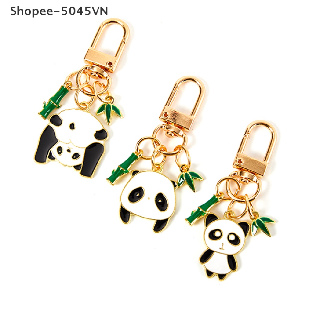 [rain] Móc Khóa Gấu Trúc Hoạt Hình Màu Xanh Lá Cây Bằng Tre Dùng Làm Quà Tặng Trang Sức