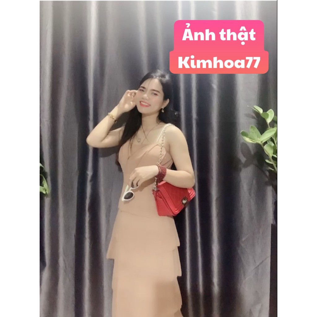 Đầm nữ dự tiệc dạng tầng 2 dây đính ngọc kèm mút ngực chất voan 2 lớp freesize trắng và nude | BigBuy360 - bigbuy360.vn
