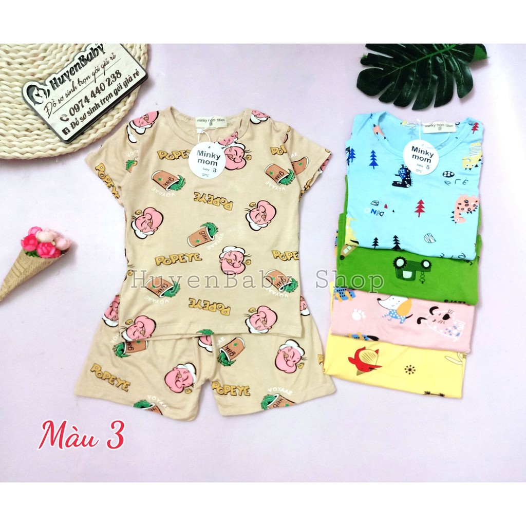 Bộ Cộc Tay Cho Bé Bộ thun lạnh Minky Mom Cộc Tay Cho Bé, Mềm mịn, Thấm Mồ Hôi ,Co Dãn Tốt - M03