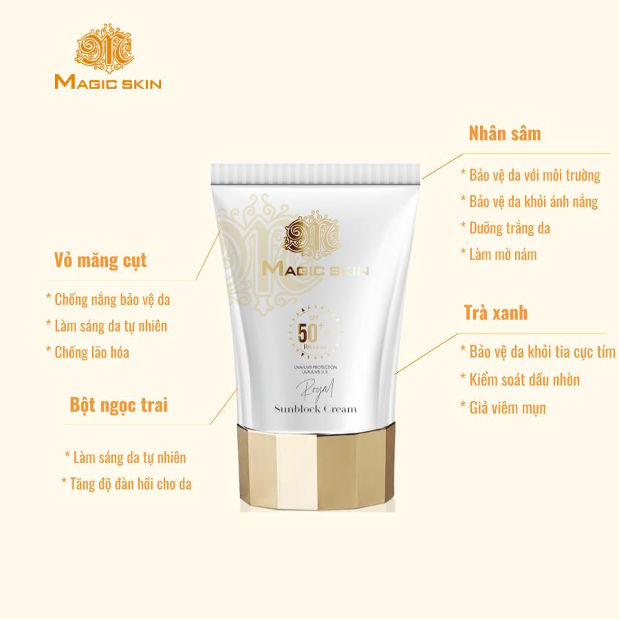 Kem chống nắng thảo dược Magic Skin Royal Sunblock Cream SPF 50+ dung tích 50ml Mã 184