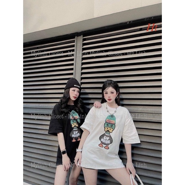 Áo phông tay lỡ vịt mũ xanh H2A887