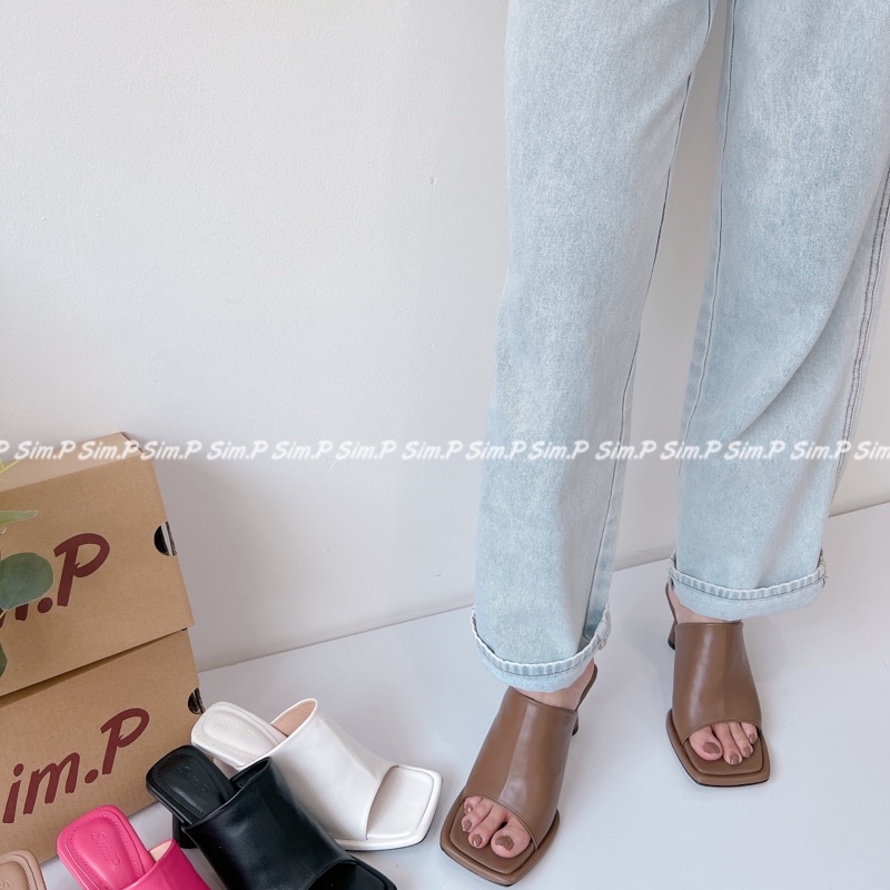 Guốc nữ Sim.P cao 7cm quai ngang yên ngựa - nuna