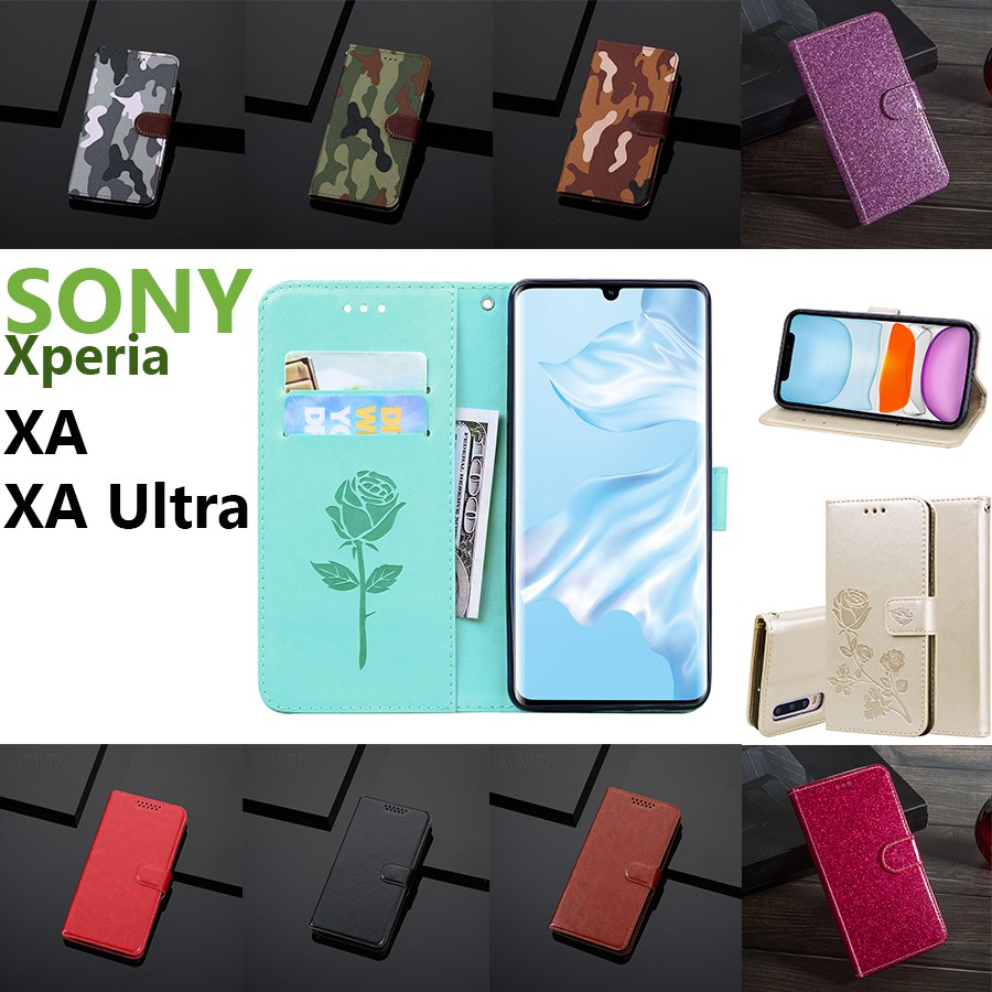 Bao da điện thoại nắp lật từ tính kèm ngăn thẻ chống rơi vỡ cho Sony Xperia XA / XA Ultra Zoryer