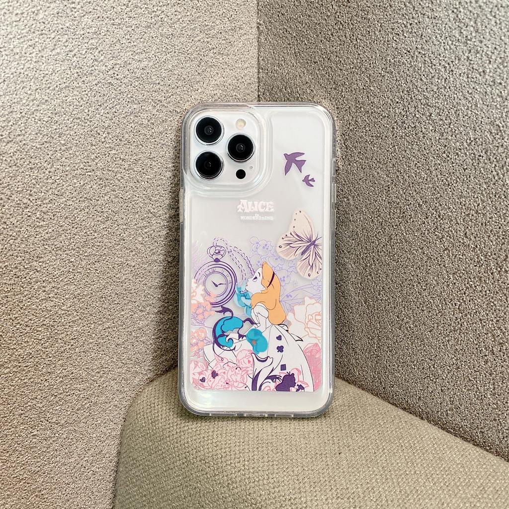 Ốp Điện Thoại Tpu Dẻo In Hình Công Chúa Alice Nút Kim Loại Cho iphone 13 Promax 12 11 7 Plus X XR 8 7