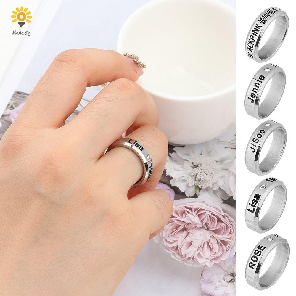 Nhẫn Thép Titan Không Gỉ In Chữ BLACKPINK Thời Trang Hàn Quốc