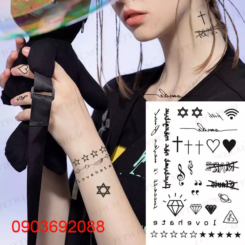 [HCM] Hình xăm dán - tattoo sticker hình xăm mặt cười - mã vạch 10.5 x 6cm