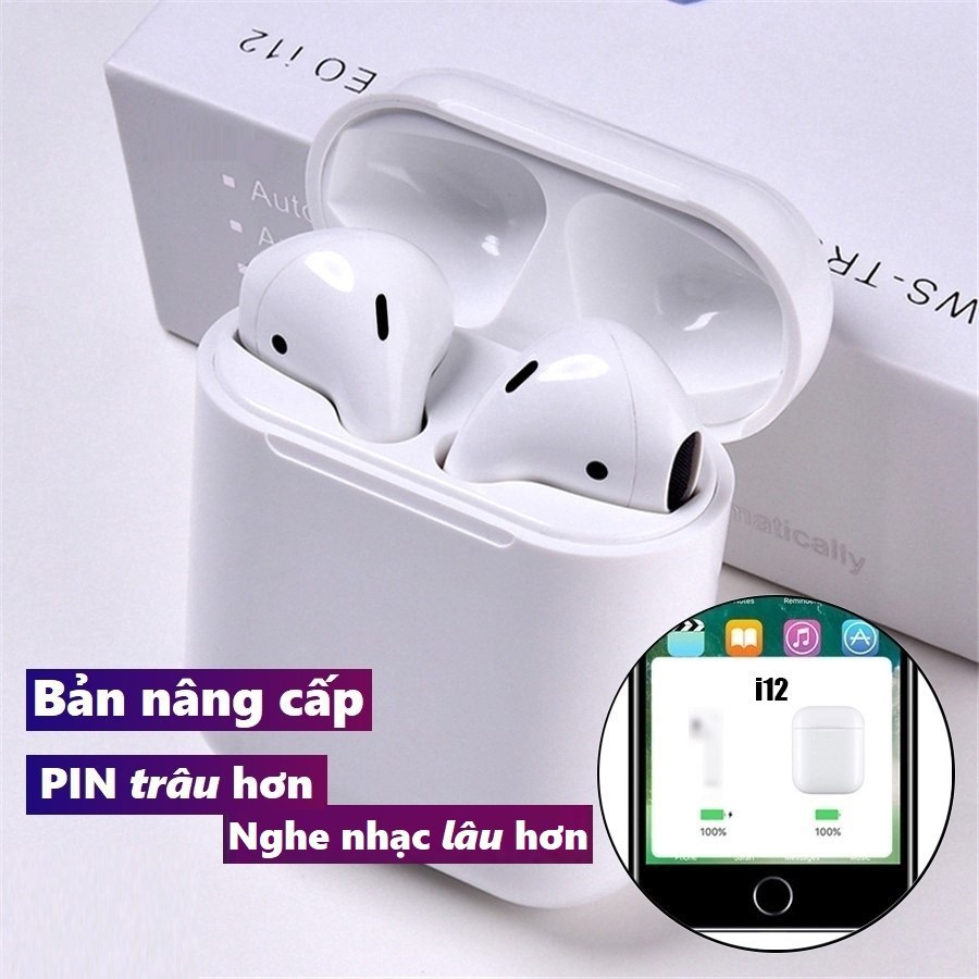 Tai nghe không dây bluetooth 5.0 i12 tws cảm ứng chạm âm thanh nổi