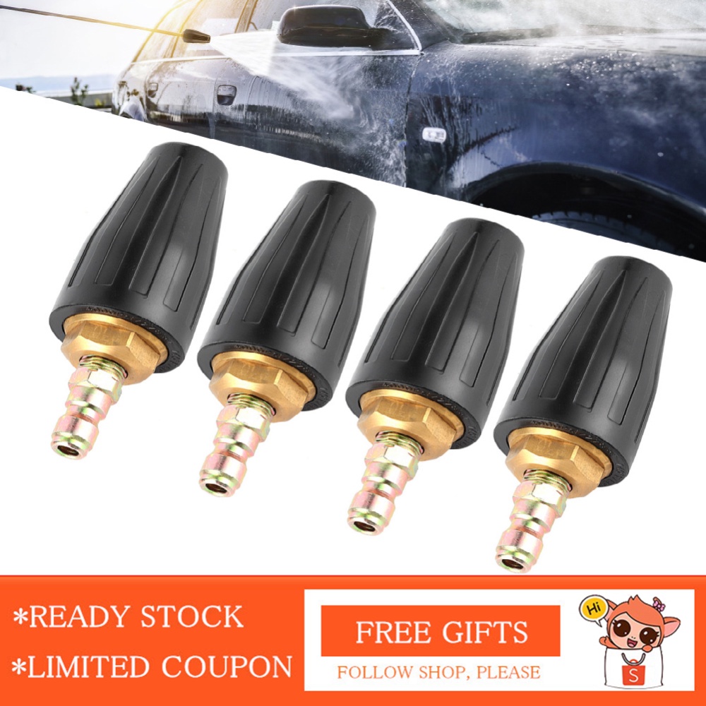 Đầu vòi xịt nước cao áp turbo 360 độ ren nối nhanh 1/4 cho máy rửa xe hơi