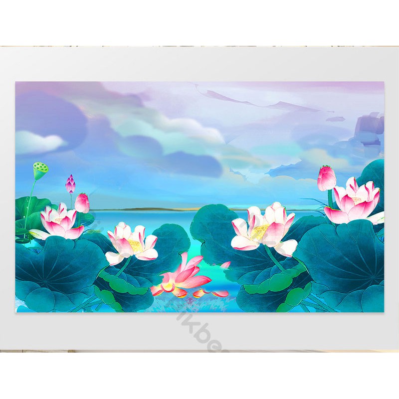 Tranh dán tường phong cảnh ao sen