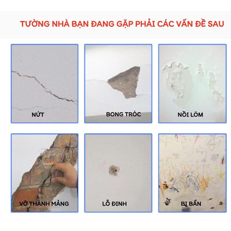 Keo vá trám tường, phục hồi vết nứt, mốc, bẩn, làm mới tường nhà - 250g