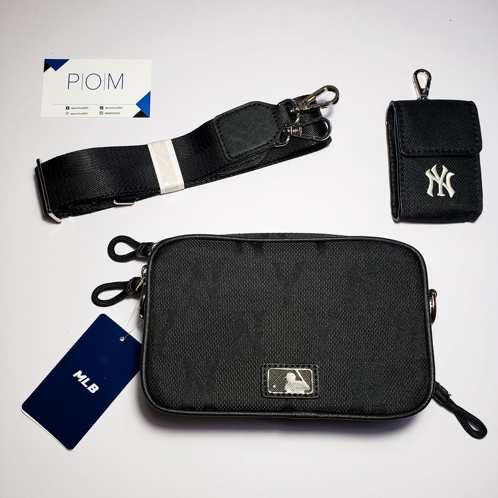 Túi đeo chéo M.L.B Mini Monogram Nylon Black túi đeo chéo nam nữ NY - Pom Store