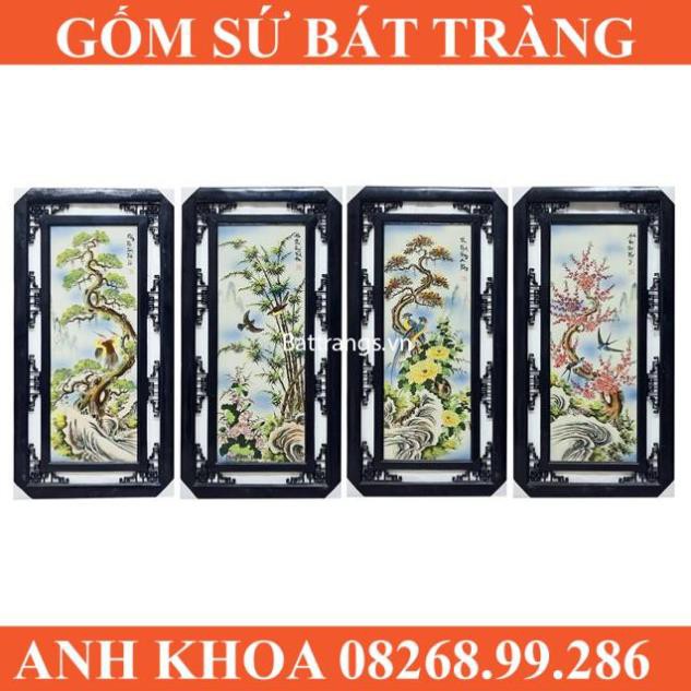 Tranh tứ quý Bát Tràng kích cỡ 1mx50 - Gốm sứ Bát Tràng Anh Khoa