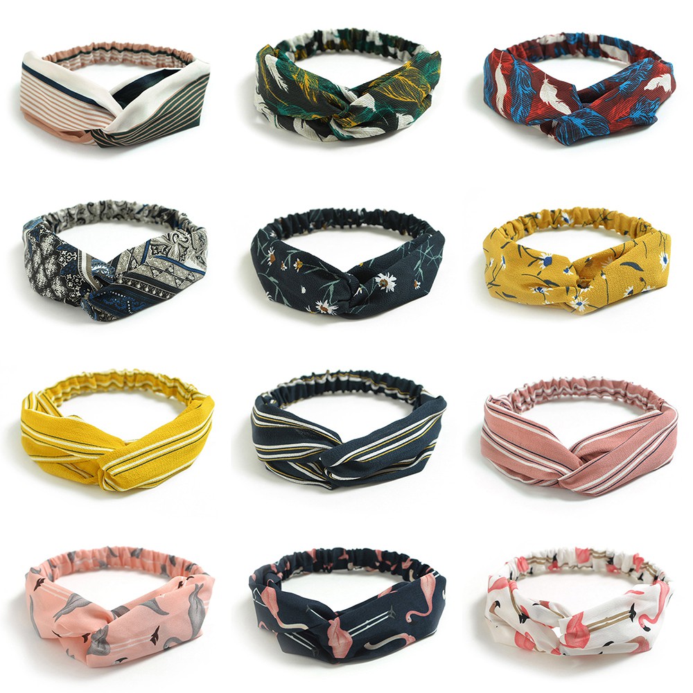 Băng Đô Cài Tóc Họa Tiết In Phong Cách Retro Cho Nữ