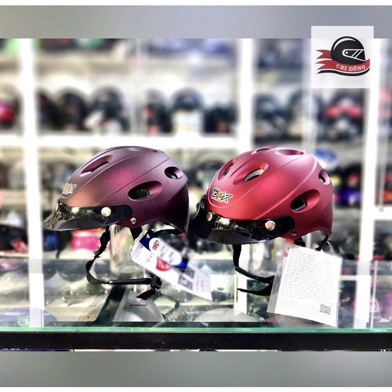 Mũ bảo hiểm nửa đầu xe máy/ xe đạp cao cấp BMX nhẹ và có lỗ thông gió