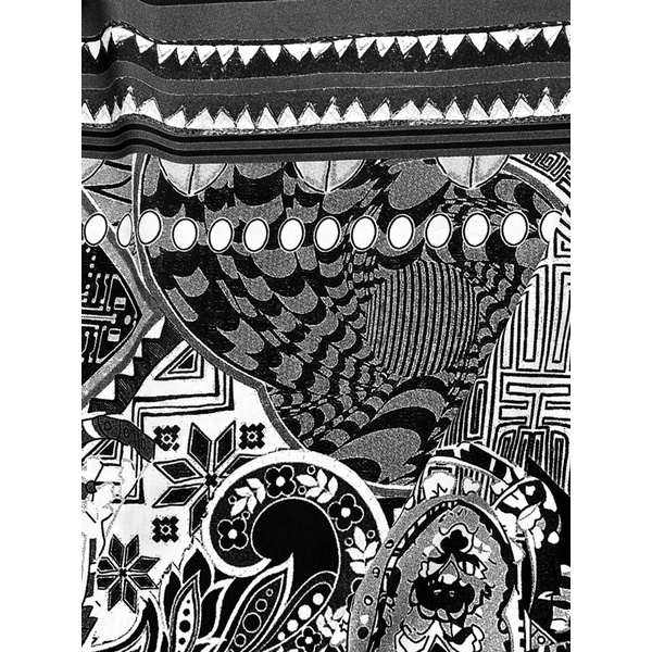 Vải lụa jasmin hoa paisley chân nền đen may áo dài đầm