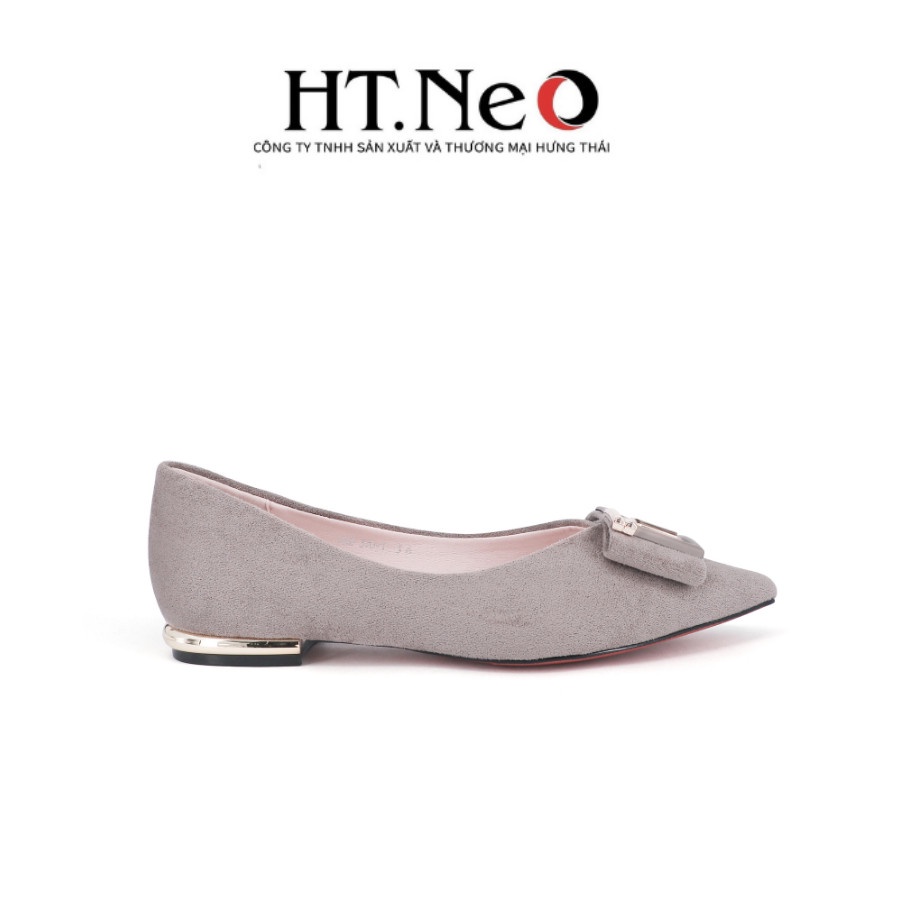 Giày búp bê nữ HT.NEO Da lộn mềm mại, thiết kế đính khuy cực xinh NU90
