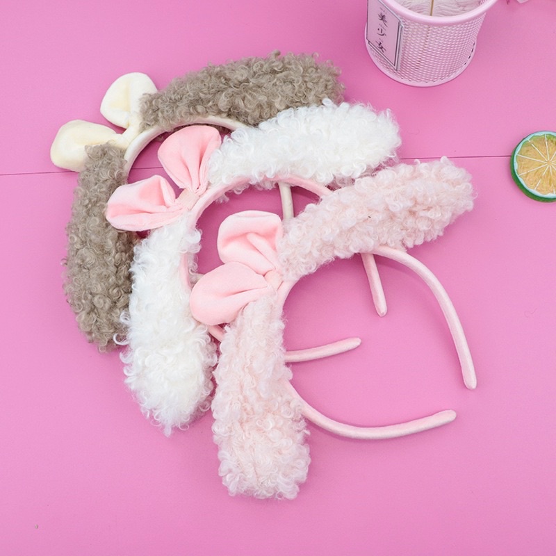 CC46 băng đô bờm tóc nữbăng đô cài tóc bờm tóc chó puppy lông xù nơ