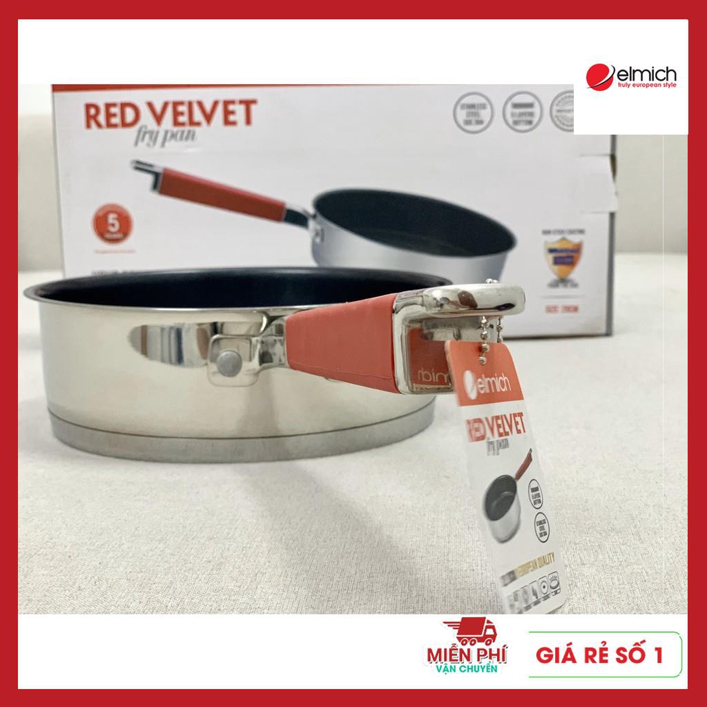 CHẢO CHỐNG DÍNH ELMICH INOX 304 RED VELVET 20CM EL3249, CHẢO ELMICH CHỐNG DÍNH BẾP TỪ 20CM