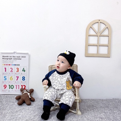 Áo liền quần tay dài họa tiết hoạt hình đáng yêu cho bé sơ sinh 0-3 tuổi