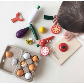 Hàng có sẵn| Bộ đồ chơi cắt rau củ cho bé bằng gỗ