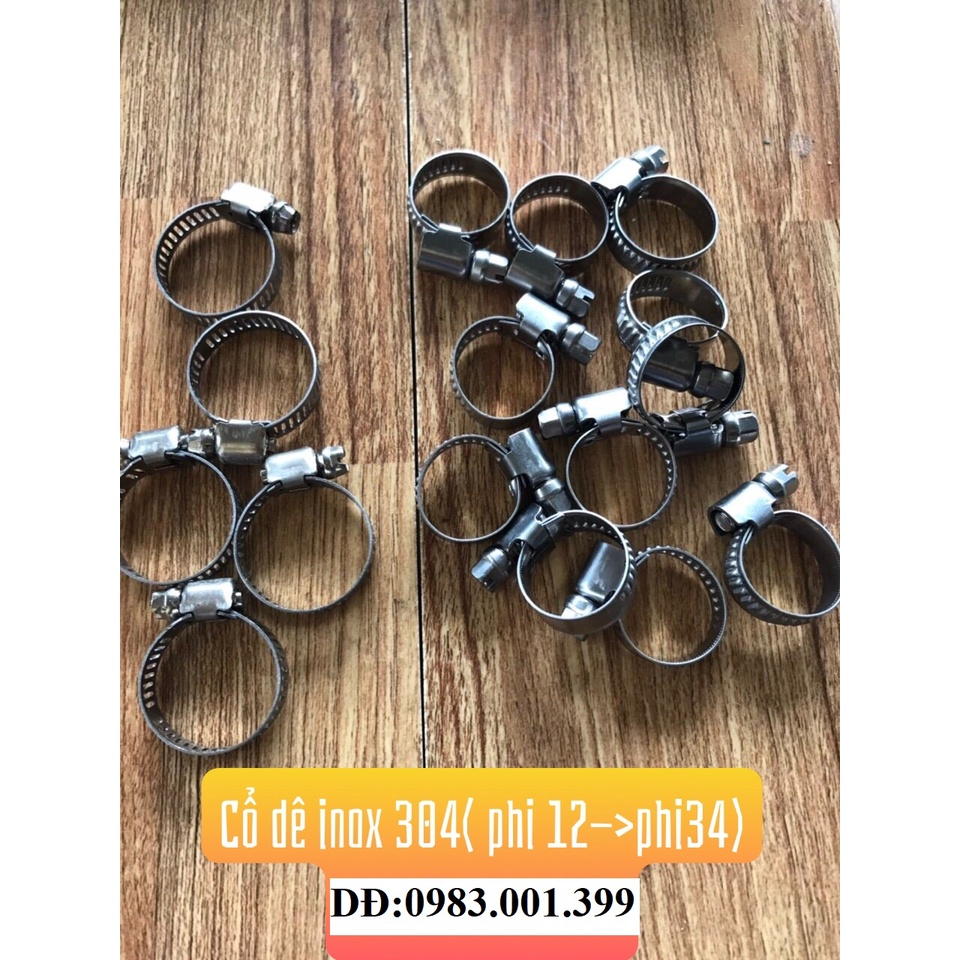 Cổ dê inox – đai xiếc ống- cùm cổ dê đủ size: 12mm, 16mm, 20mm, 27mm, 34mm, 42mm, 50mm, 60mm, 75mm, 90mm, 114mm, 140mm