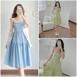 💕đầm babydoll xanh bơ xoè 2s kt 💕gimi