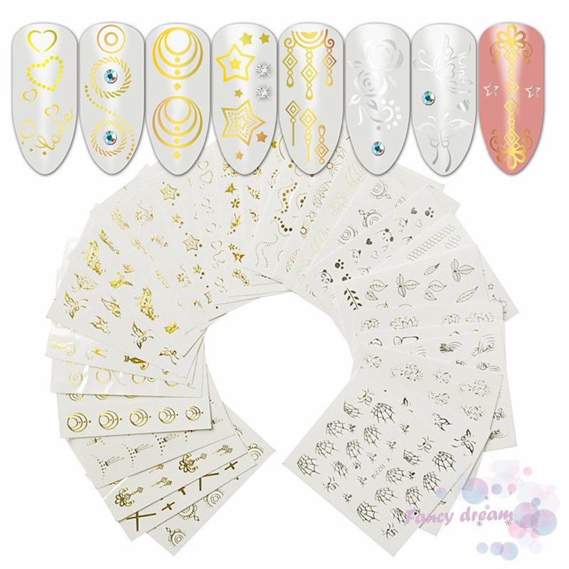 Set 30 tờ nhãn dán nhiều họa tiết xinh xắn trang trí móng tay