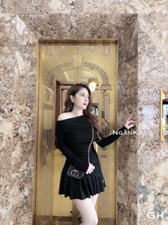 Áo thun trễ vai vạt xẻ