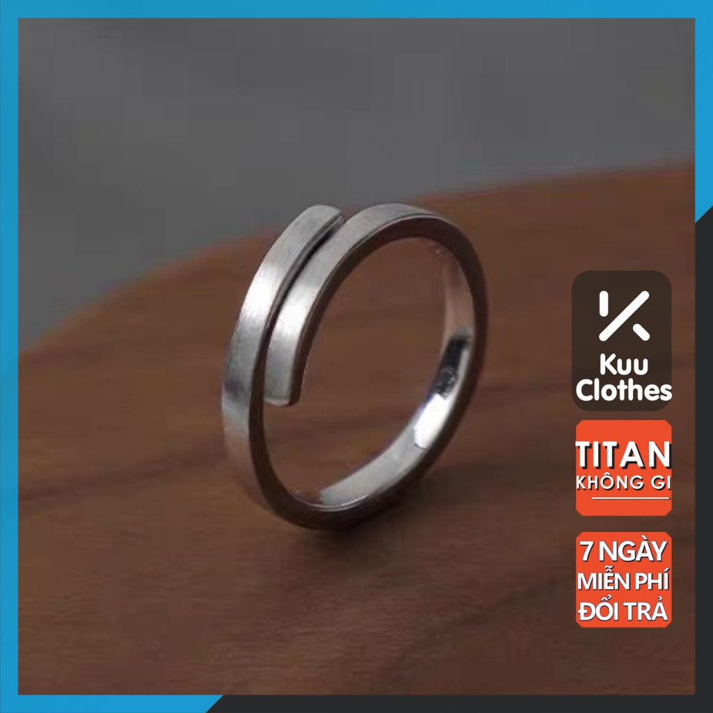 Nhẫn nam nữ tròn Kuu Clothes màu bạc thời trang chất Titan đẹp đơn giản không gỉ - San Ring