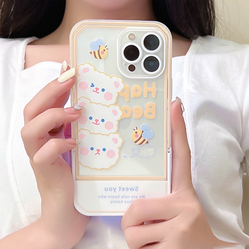 Ốp lưng iphone Ốp Điện Thoại Kèm Giá Đỡ Tàng Hình Họa Tiết Hoạt Hình Cho iphone13Promax 12Pro 11 / xs / 7 / 8 / plus Dinuo case