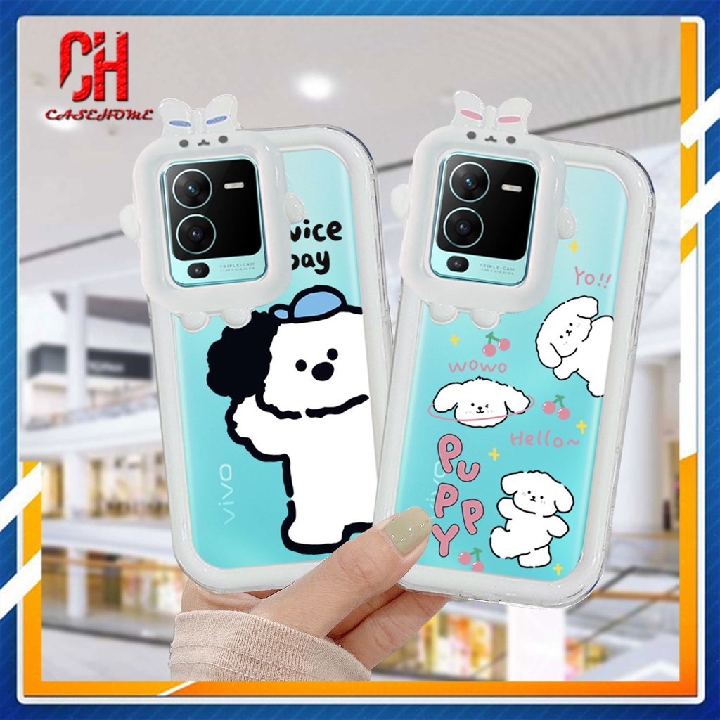 Ốp Điện Thoại Silicon TPU Cho VIVO Y15S Y22 Y35 Y22S Y91C Y21 2021 Y21A Y21T Y12S V23E Y16 V21 Y12 Y20 Y30 Y21S Y20S Y12i Y33T Y01 Y91 Y30i Y93 Y95 Y15 Y17 T1 Y55 Y75 Y50 Y53S Y51 2020  Y33S Y1S Y11 Y31 Y20i Y91i Y51S Y20G Y02S Cartoon Little White Dog