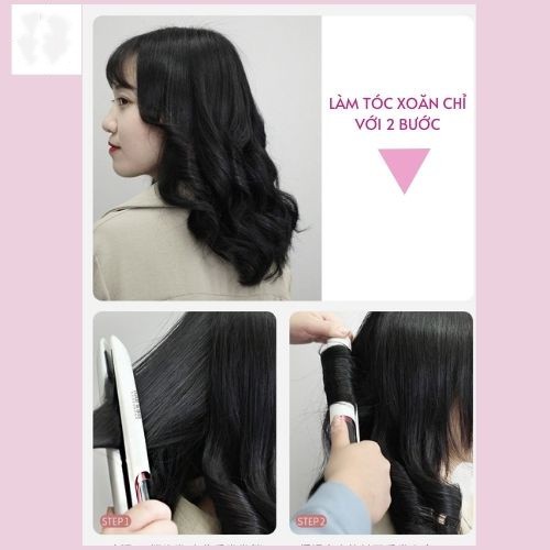 Máy ép duỗi tóc, uốn xoăn tóc Hàn Quốc cao cấp  3 trong 1 ，Chất liệu gốm ngăn ngừa hư tổn tóc