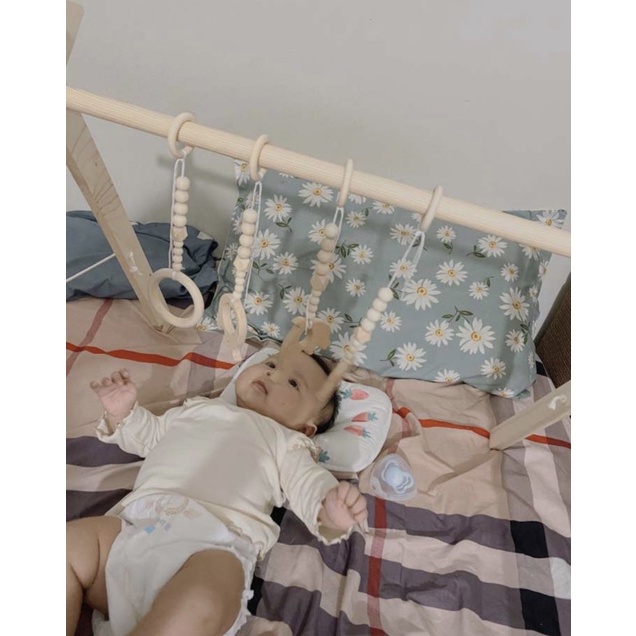 Đồ Chơi Cho Bé Sơ Sinh - Sét 4 Đồ Chơi Bằng Gỗ Treo Kệ Chữ A Cho Bé