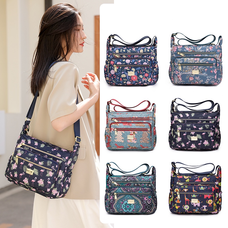 Túi Xách Vải Oxford Chống Thấm Nước In Họa Tiết Xinh Xắn Cho Nữ