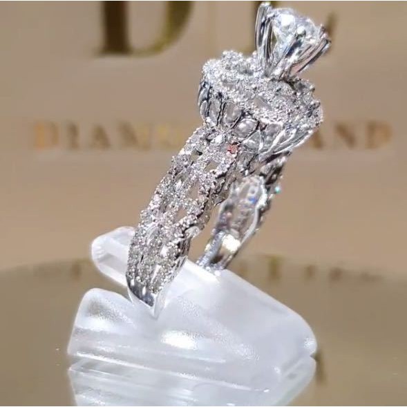 Nhẫn hợp kim đính hạt đá zircon thời trang cho nữ
