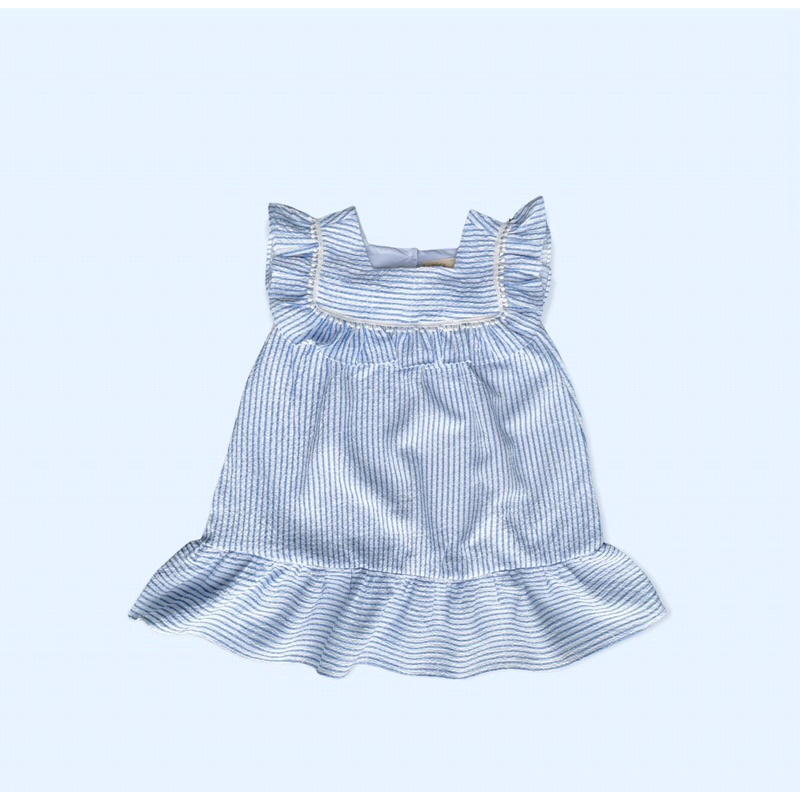 Váy Lennco xốp kẻ xanh da trời cho bé gái