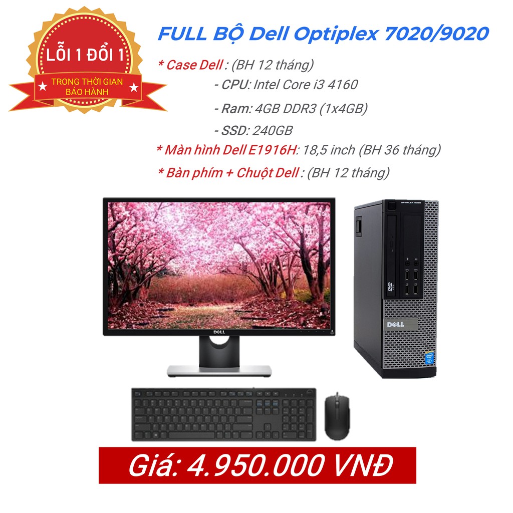 Bộ cây máy tính để bàn văn phòng Dell 3020/9020/ 7020 Core i3 4160, màn hình Dell , phím chuột Dell hàng nhập khẩu | BigBuy360 - bigbuy360.vn