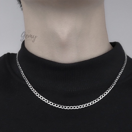Dây chuyên nam bạc s925 vòng cổ hình mắt xích trơn đơn giản nhiều size không mặt unisex | GEMY SILVER VCN3