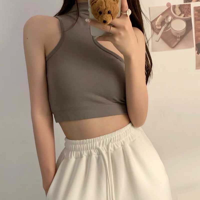 Áo BRA Croptop Cổ lọ nhẹ khoéc vai gợi cảm điệu đà